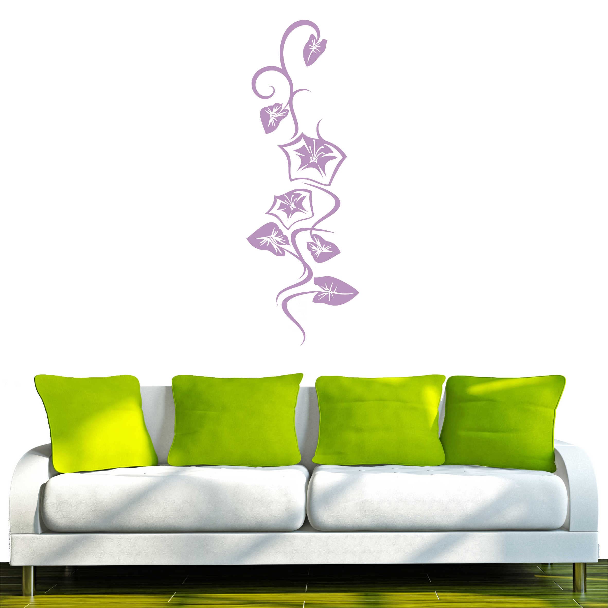 INDIGOS UG - Decalcomanie da muro - adesivi da parete - Murale - f270, bellissimo viticcio con graziosi fiori, 160 x 55 cm - lilla - Decorazione per soggiorno, camera dei bambini, ufficio, scuola