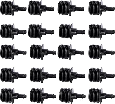 20pcs Black Water Pipe Fitting 1/2 Thread to 1/4 inch,Strong and Long-Lasting Connector Irrigation Drip Pipe 4/7 mm Garden Drip Hose Water Quick Coupling Parts,Hose Connectors and Accessories