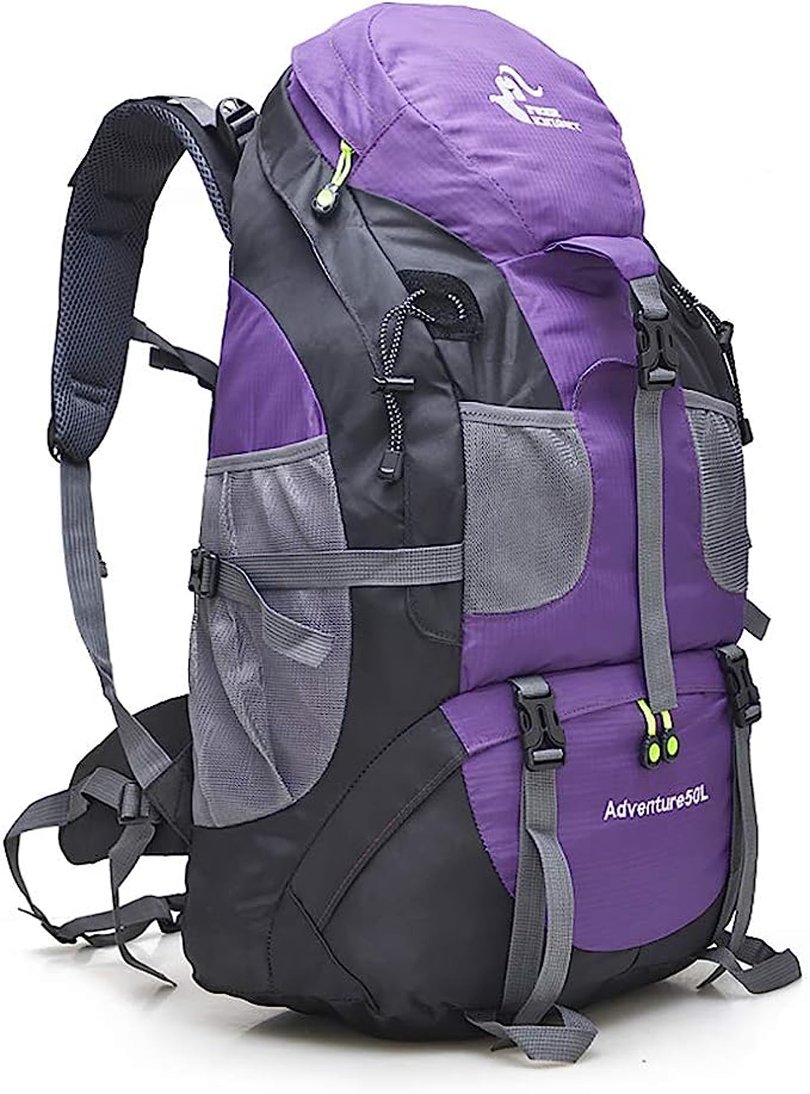 OGOUGUAN Lichte en waterdichte wandelrugzak, 50 l, dagtas voor outdoorsport, reistas voor klimmen, kamperen, toerisme, Zwart – zonder koelvak