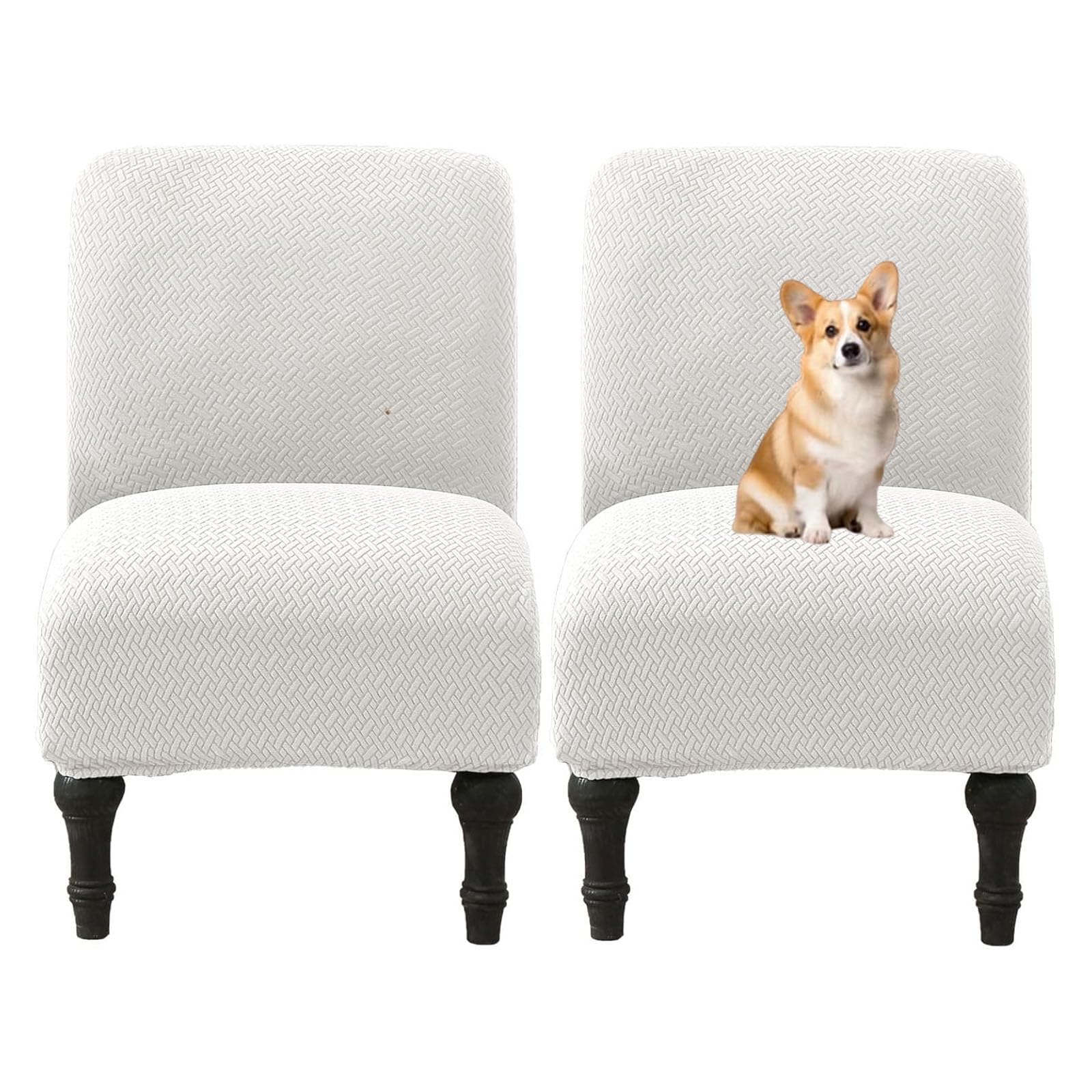 Fundas elásticas para silla sin brazos juego de 2 protectores blancos para salón