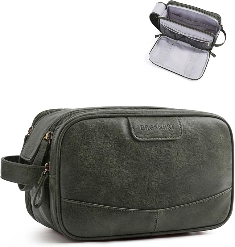 Necessaire BAGSMART média para viagem, couro PU, verde