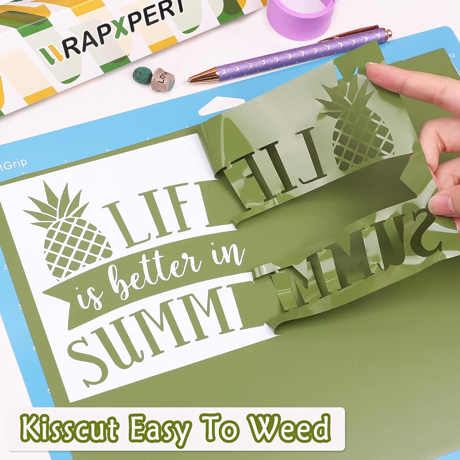 WRAPXPERT Green Permanent Vinyl,12" x10ft Matte Green Adhesvie Vinyl Roll,Olive Green Vinyl for cricut,DIY Home Decor and Car Decal,Tumbler,Olive Green