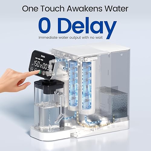 Miniatura 3 de Stokk Encimera de filtro de agua de ósmosis inversa E1, sistema de filtro de agua RO de 5 etapas con jarra de vidrio de remineralización, NSFANSI 58