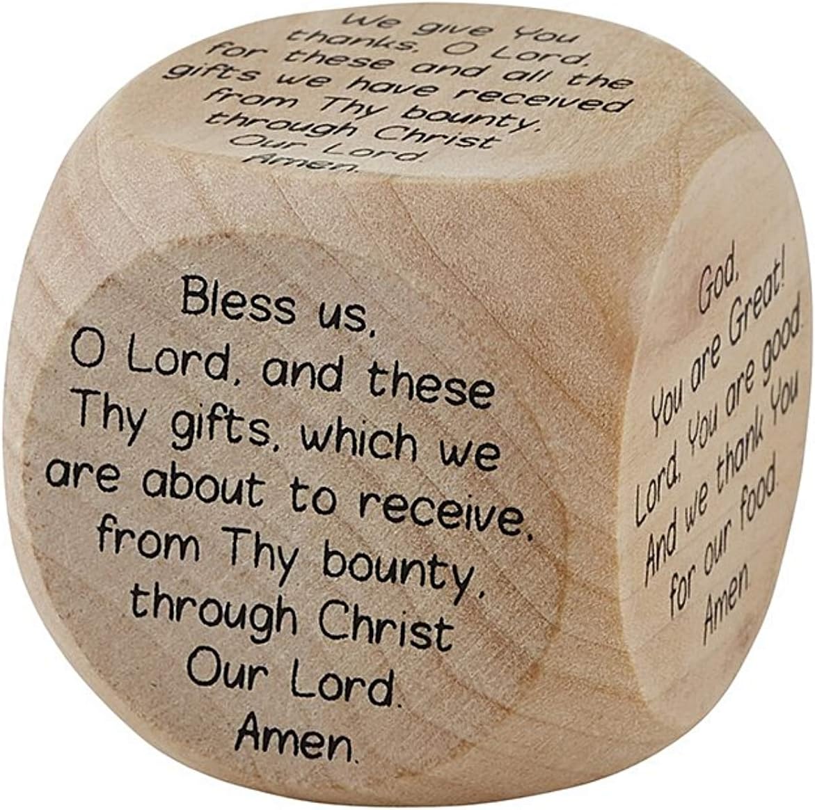Needzo Children's Mealtime Prayer Cube for Learning with Family to Pray, Small Wooden Die Includes 6 Different Prayers, 1 5/8 Inches