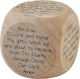 Needzo Children's Mealtime Prayer Cube for Learning with Family to Pray, Small Wooden Die Includes 6 Different Prayers, 1 5/8 Inches