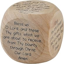 Needzo Children's Mealtime Prayer Cube for Learning with Family to Pray, Small Wooden Die Includes 6 Different Prayers, 1 5/8 Inches
