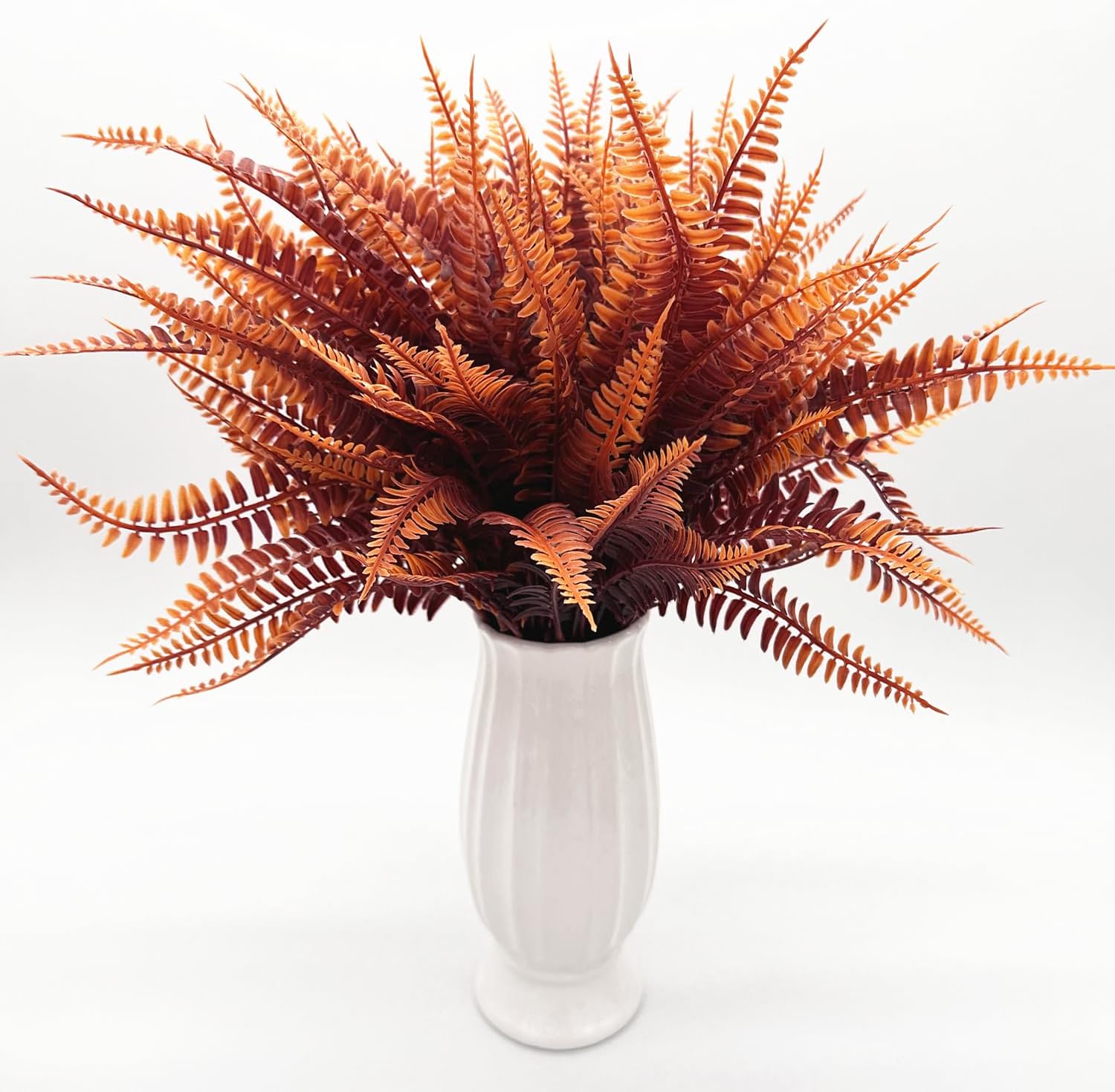 CATTREE Artificial Fern Shrubs, Plastic Plants Boston Ferns Grass Fake Bushes Greenery Leaves Wedding Indoor Outdoor Home Garden Verandah Office Table Centerpieces Arrangements Decoration Red 6 Pack - Image 8