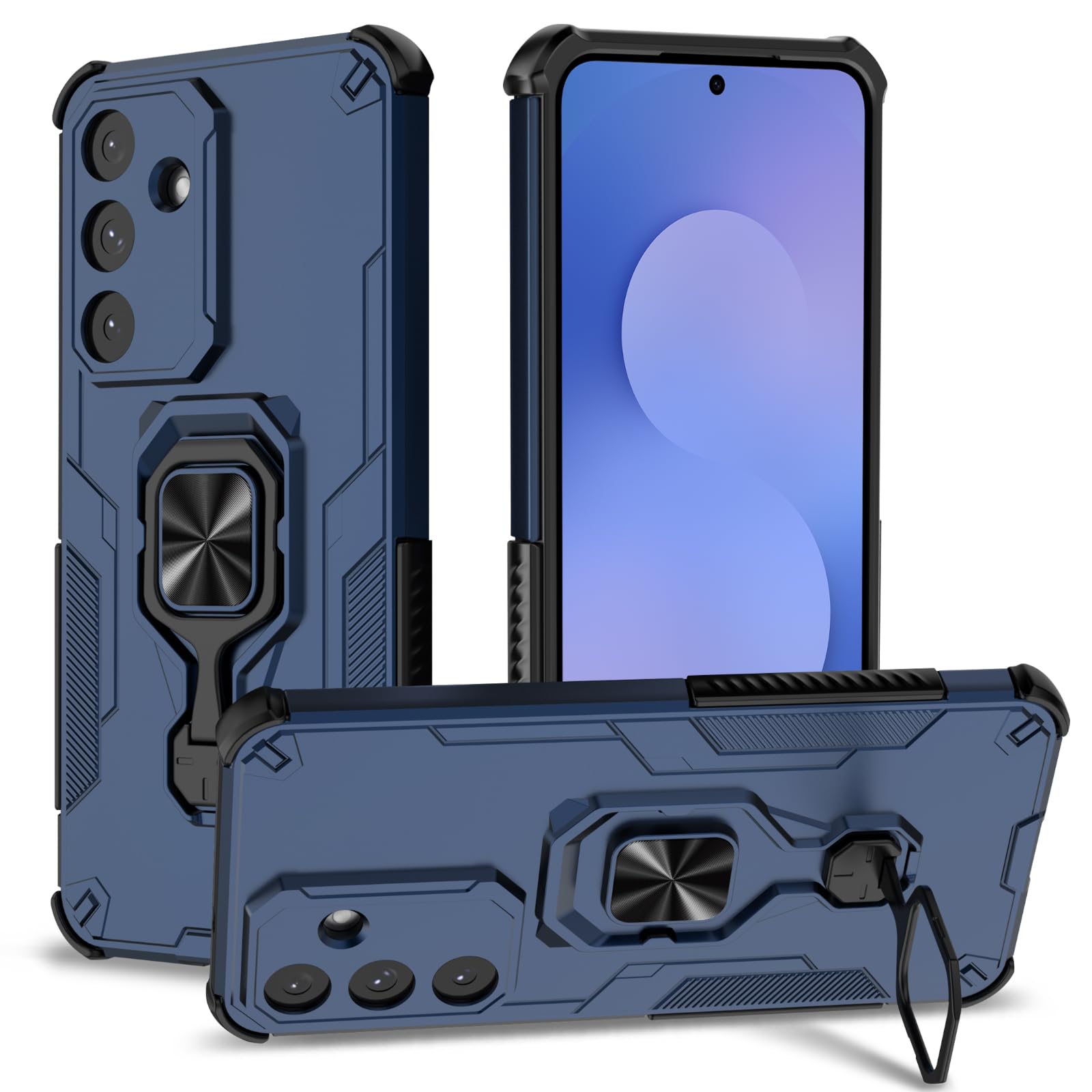 Funda para Samsung Galaxy A13 4G con Cristal Templado Protector Pantalla, Carcasa Antigolpes con Soporte anular metálico, Case Protectora de Grado Militar, Negro — view 131