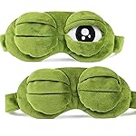 2Pcs Sleep Eye Mask for Women Kids, Shinywear Eye Mask for Sleeping, Cute Sad Frog Blindfold Plush Funny Eye Shade Cover for Travel Yoga Nap Block Out Light - Soft Cotton Inside for Sensive Skin