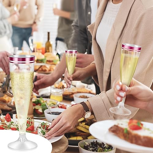 Miniatura 7 de 100 copas de champán rosa a granel de 4.5 onzas de plástico transparente para tostar, copas de champán de plástico, copas de mimosa, vasos de cóctel
