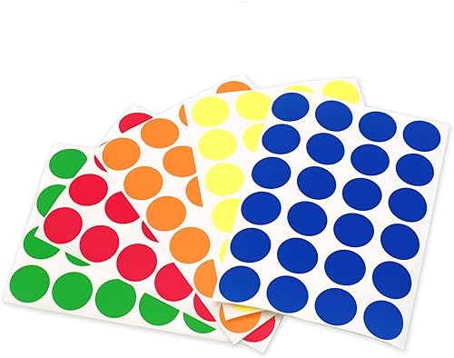 ChromaLabel 3/4 Inch Circle Sticker Labels, Easy to Write On Round Colored Stickers, Permanent Sticky Dots - 1200 Colored Dot Stickers per Variety