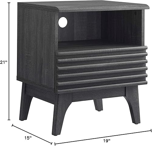 Miniatura 3 de Modway Render Mid-Century - Mesita de noche moderna con un cajón, color carbón