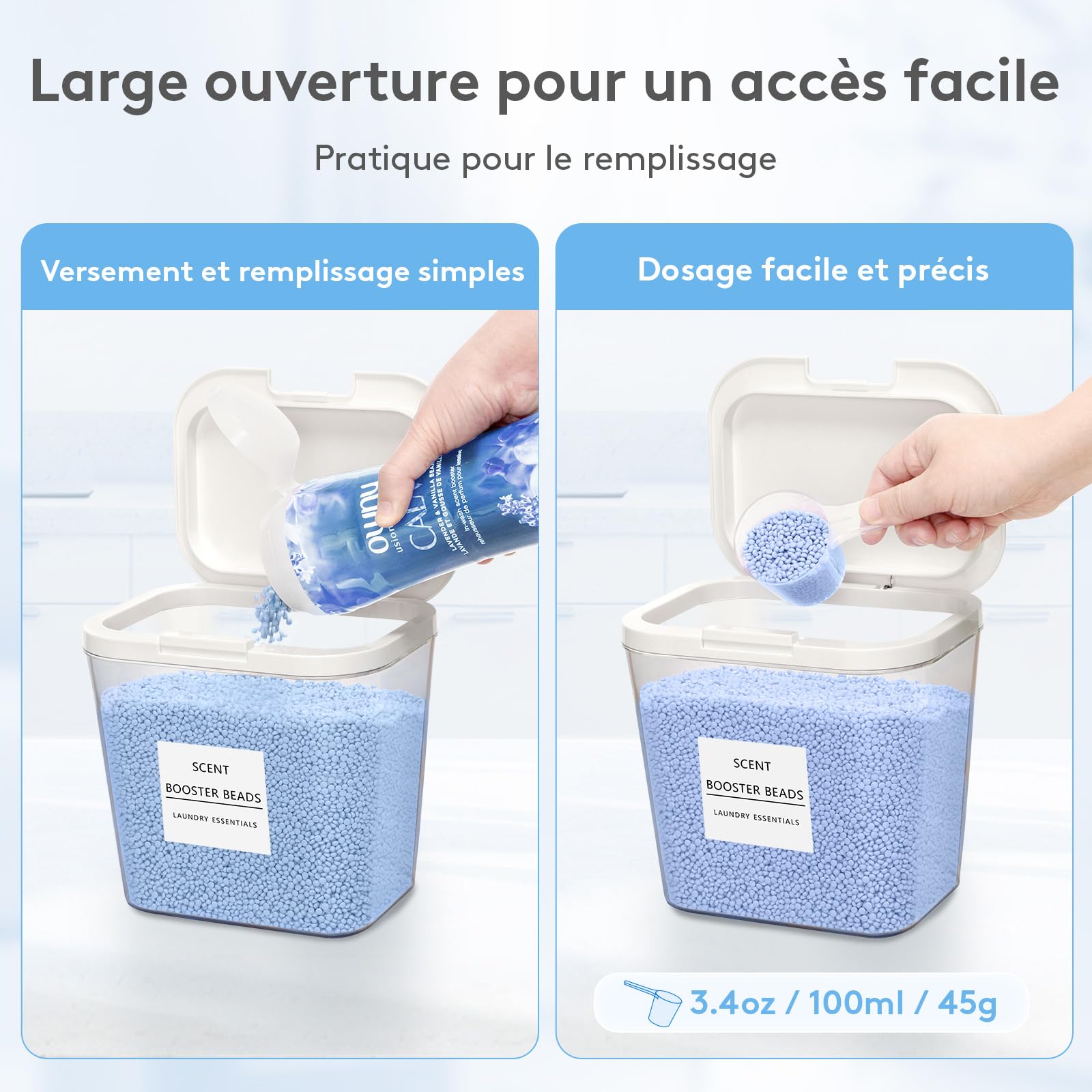 Lifewit Rangement Lessive Liquide en Capsules avec étiquettes et Cuillères, Récipient pour Poudre à Lessive avec Couvercle à Pression, Boîtes et Flacons de Salle de Bain, 2700 ml ×3+4500 ml, 4 Pièces
