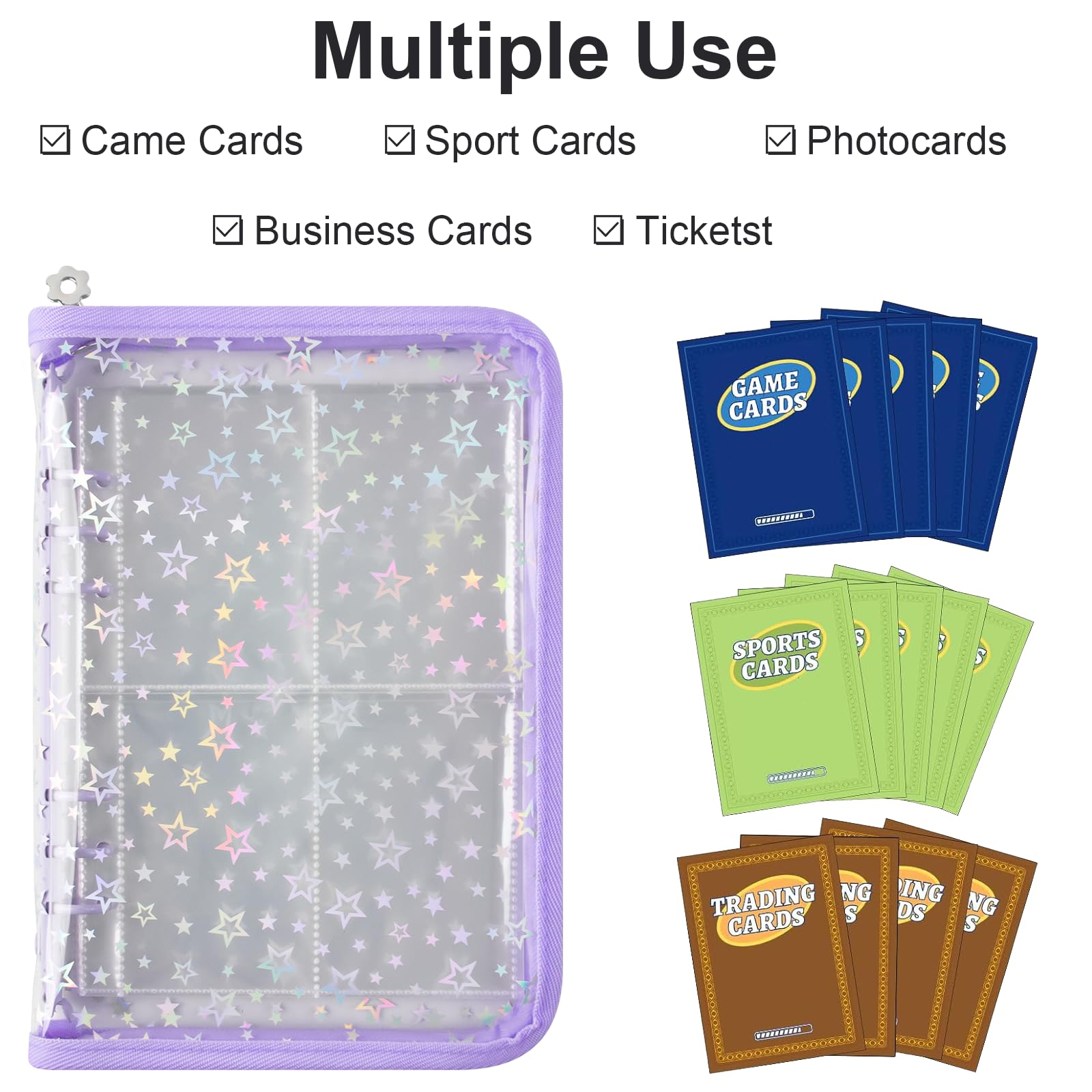 A5 Kpop Photocard Binder with 25 Inner Pages 4-Pocket Card Pages, 6 Ring A5 Binder Card Collector Album with 200 Card Slots - Image 4