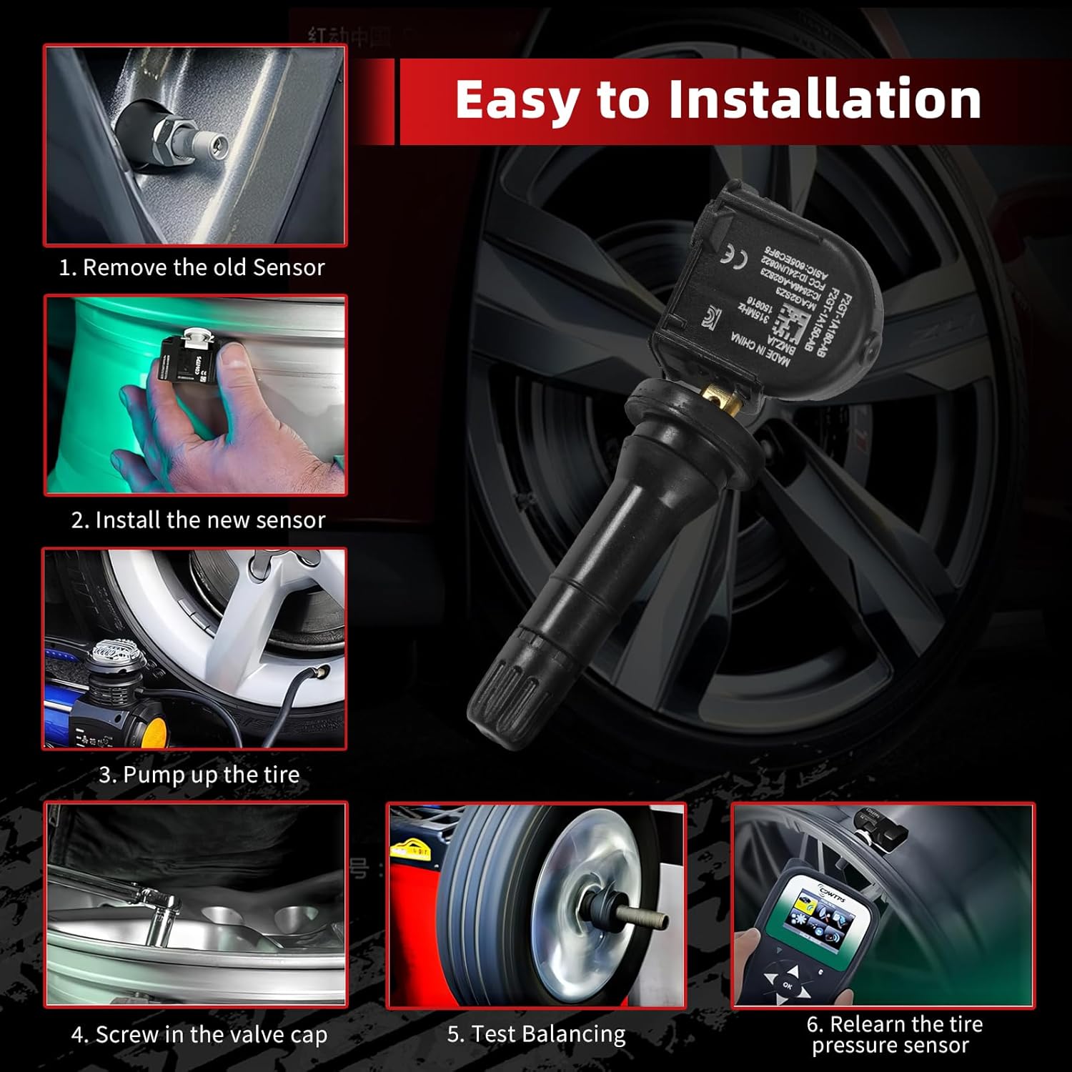 OTUAYAUTO 4PCS Tire Pressure Sensor - 315MHZ TPMS Sensor - Replacement for Ford F150 Ecosport Edge Explorer Fusion Ranger Mustang GT. Lincoln MKX Nautilus. Fit 2015-2021 Vehicles FR3Z-1A189-A