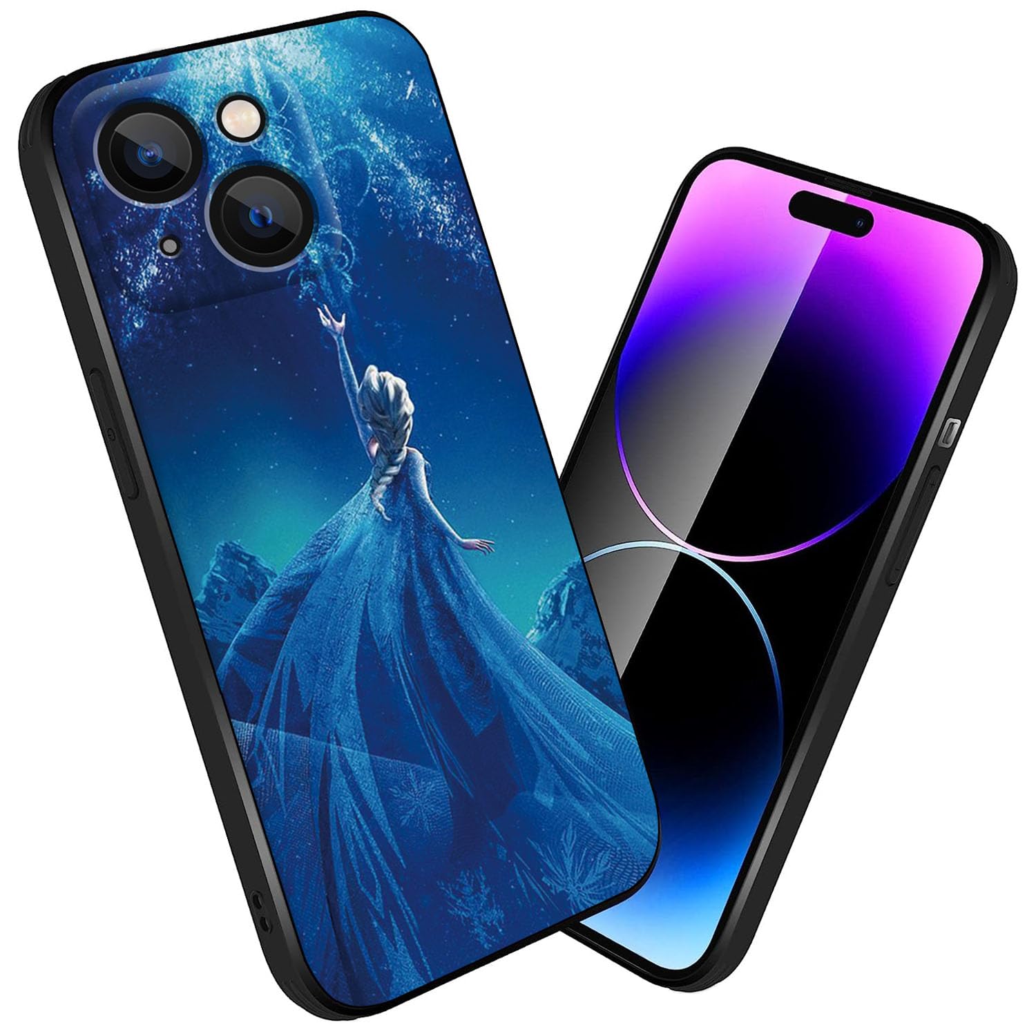 Frozen iPhone 14 Case, Cute Movie Snowflakes Princess Pattern Unique Design, Durable Silicone Shockproof Phone Case, Cases for Women Girls