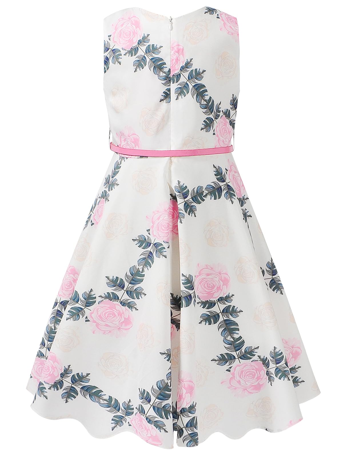 BONNY BILLY Vestido Niña Fiesta Boda Ceremonia Estampado Floral Vintage con Cinturón