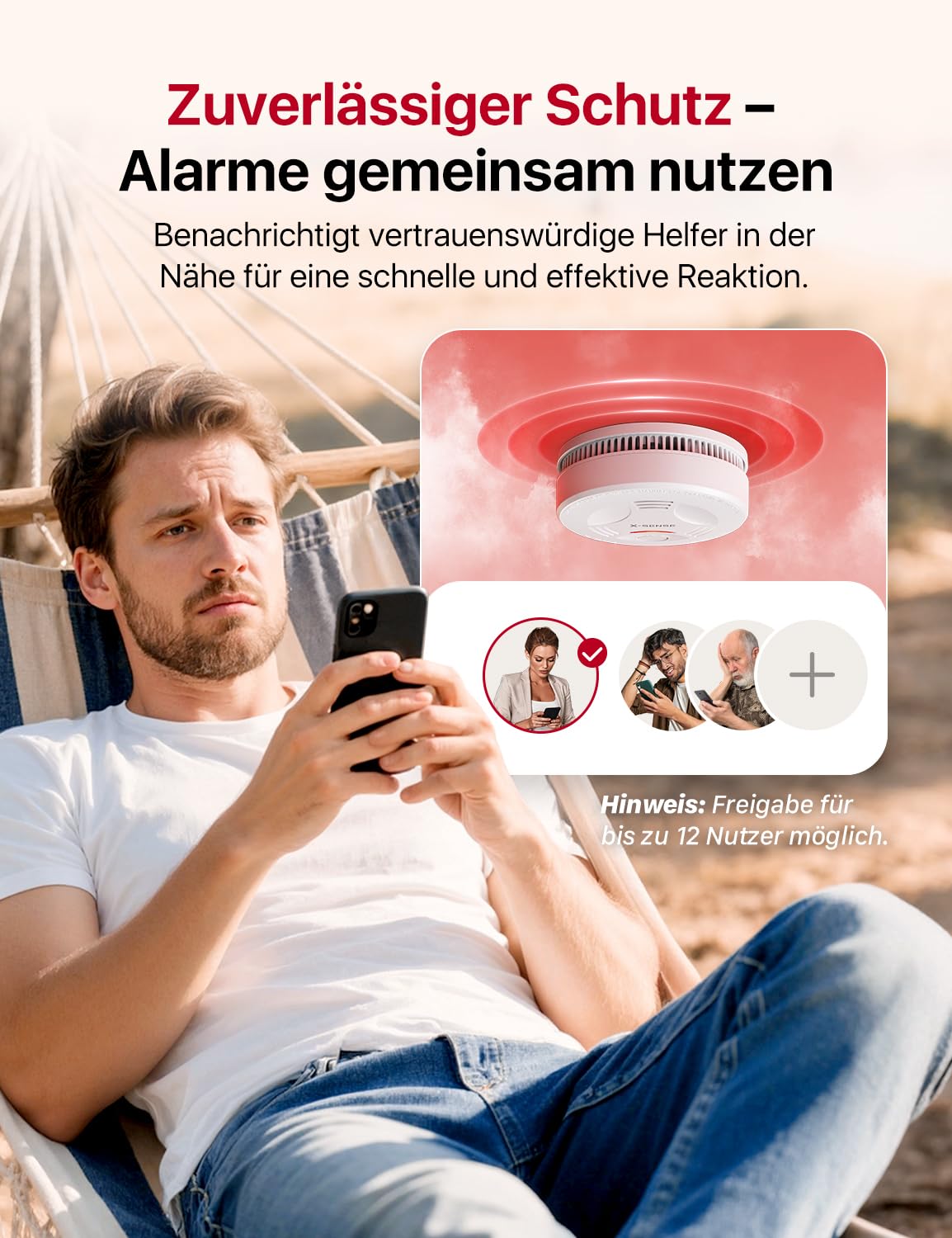 X-Sense Smart-Rauchmelder WLAN mit Magnethalterung, Zertifiziert nach EN 14604, Rauchmelder vernetzt, App-Steuerung, mit Basisstation SBS50, funkvernetzter Feuermelder, SD11-MR61, 6 Stück