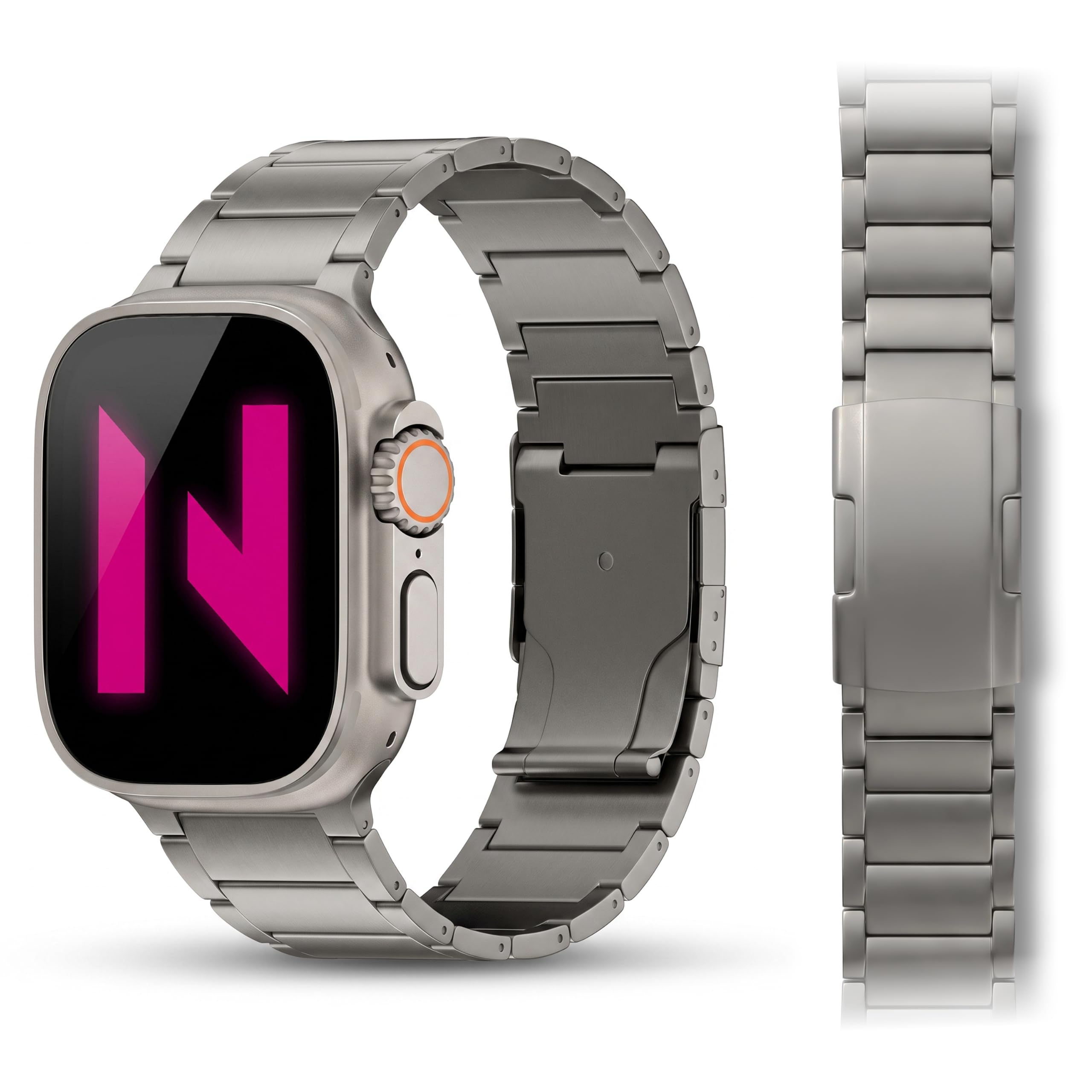NALIA Argon Bracelet Titane pour Apple Watch 38/40/41/42mm - Silicone