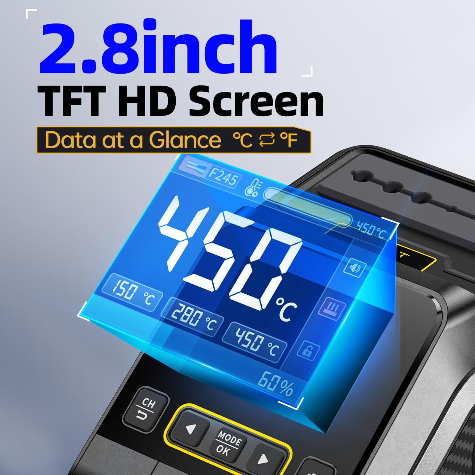 DWS-200 Lötstation Profi Lötkolben Station Set 100-450°C Keramikheizelement LCD-Display für Elektronik, DIY-Projekten, Nachbesserungen, Reparaturen