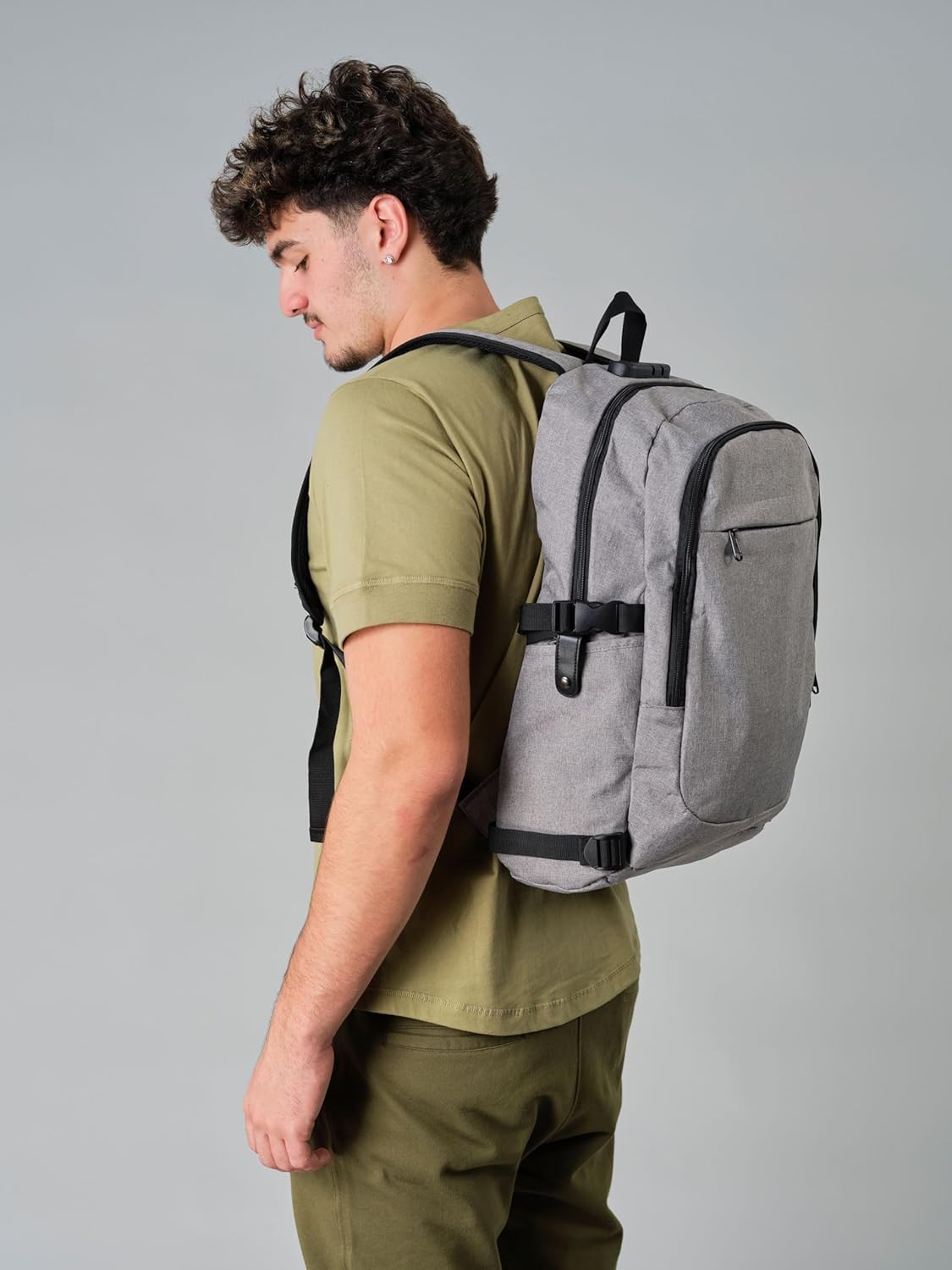 Varietyathletics 19" Laptop Backpack and Organizer Case Set USB Headset Port Anti-Theft Waterproof Travel Work College (Grey)