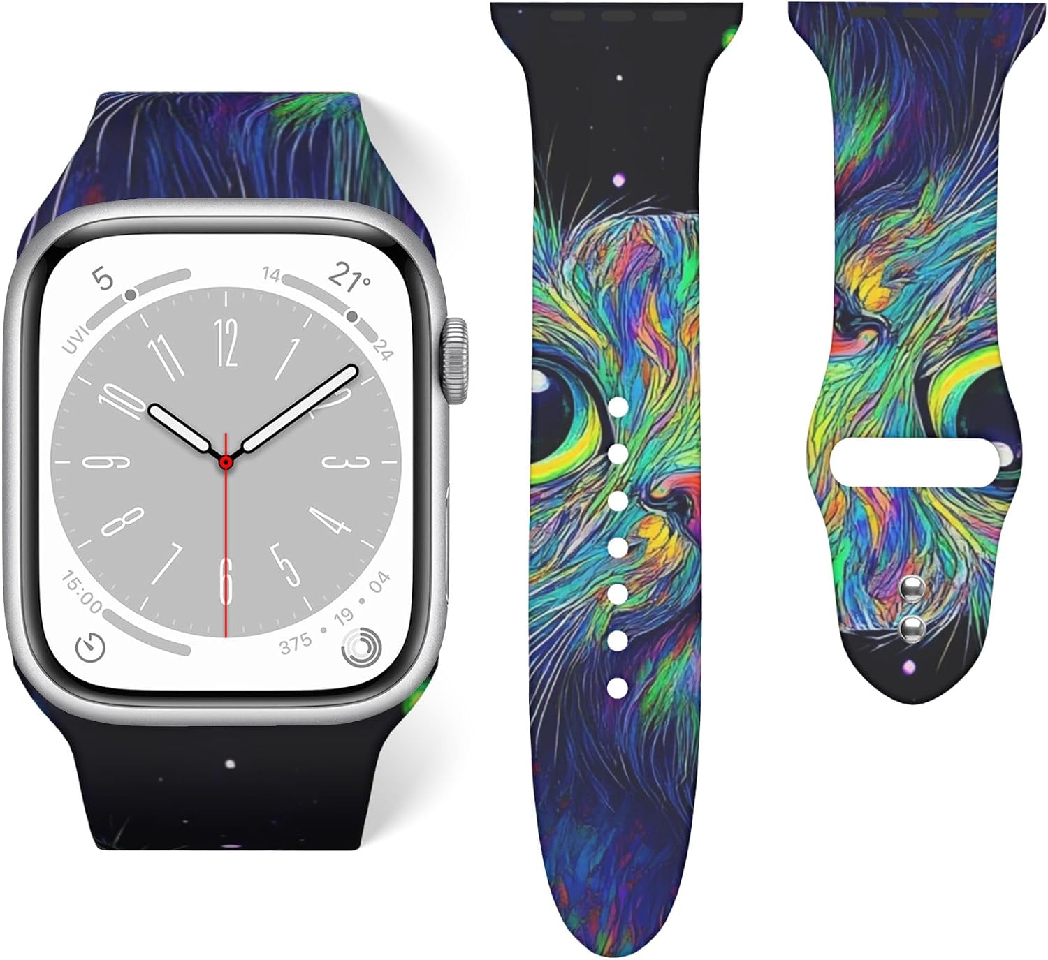 Comfort Printed Compatible with Apple Watch Band, Flexible Silicone Strap for Active Use - Swimming, Running, Gym