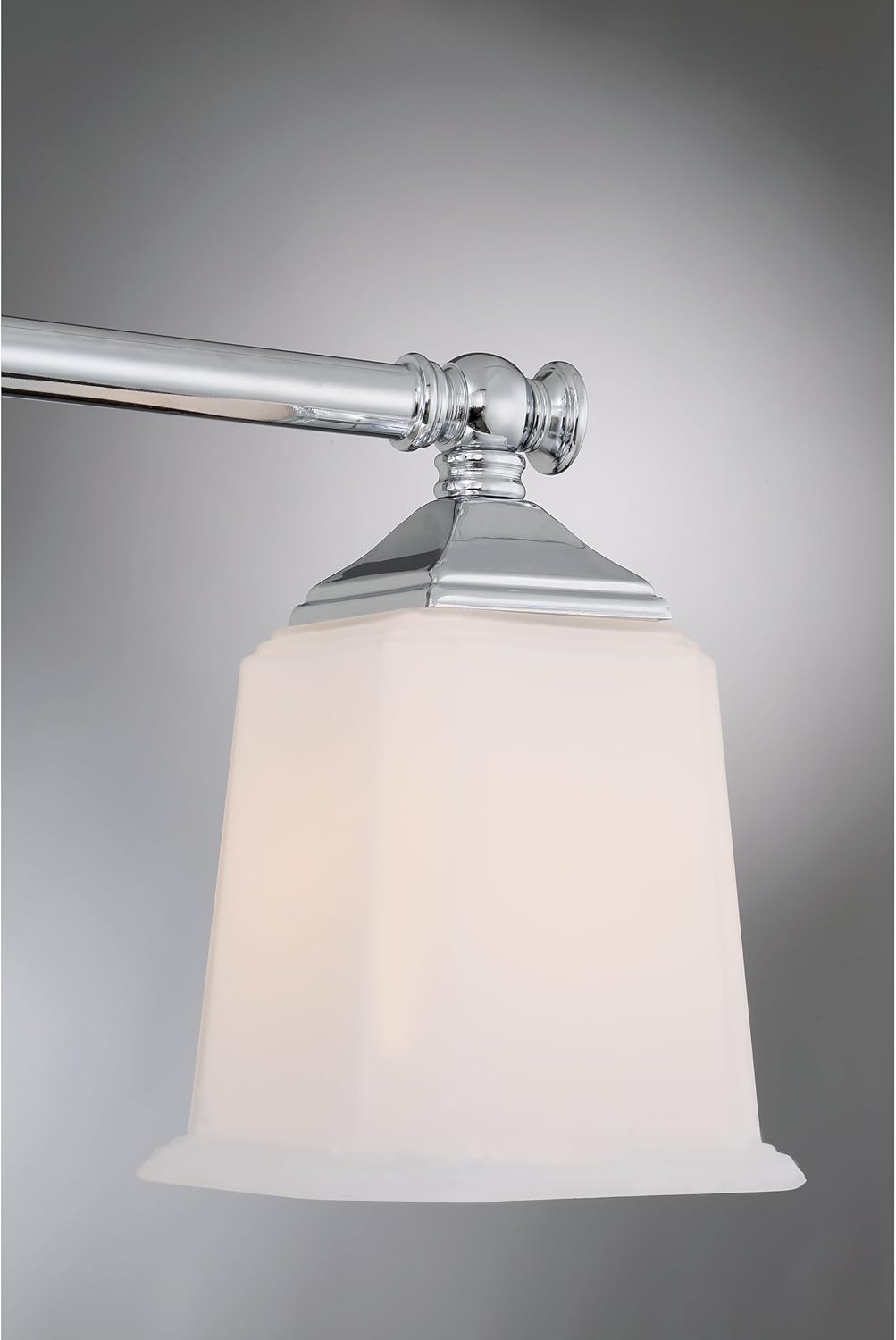 Quoizel Nicholas Vanity Lights, 42 Inch 5-Light Polished Chrome Bathroom Lighting Fixtures Over Mirror, 100W, Opal-Etched Frosted Glass, Mid-Century Wall Mount Light for Bathrooms, Kitchen or Hallway