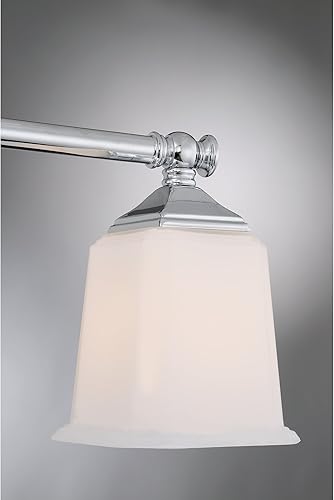 Miniatura 6 de Quoizel Nicholas - Luces de tocador, 42 pulgadas, 5 luces, cromadas pulidas, accesorios de iluminación de baño sobre espejo, 100 W, vidrio