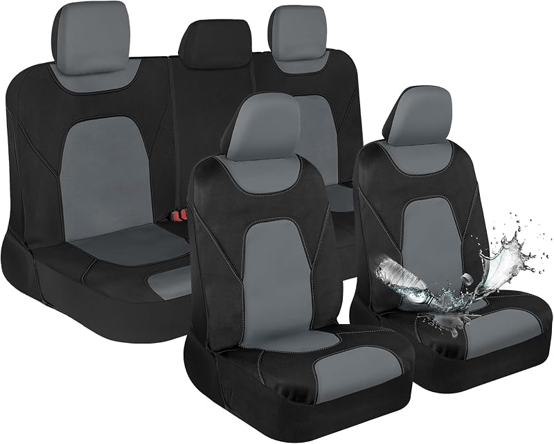 Capa para Bancos Automotivos Motor Trend em Neoprene Preta e Cinza, Kit Completo para Bancos Dianteiros e Traseiro Bipartido 60/40