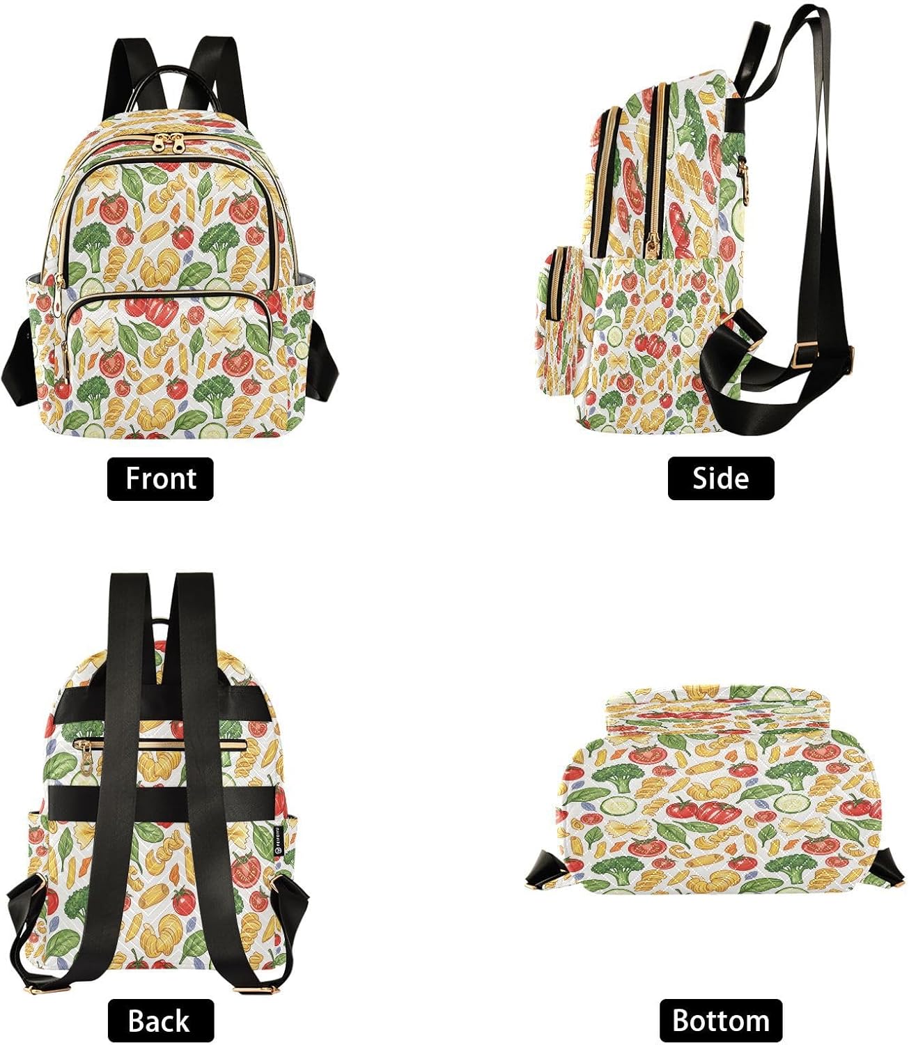 Macaroni Vegetables Pattern Backpack Purse for Women Shoulder Bag Fashion Daypack Ladies Handbag Lightweight Travel Bag Rucksack