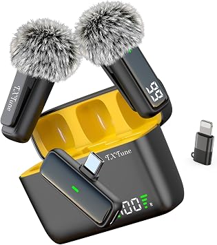 Wireless Microphone for iPhone Android Phone, USB C Mini Clip on Mic | Noise Canceling, 24H Battery Life with Charging Case, 70Ft Range, Lavalier Mic for Content Creators Video Recording Vlogging