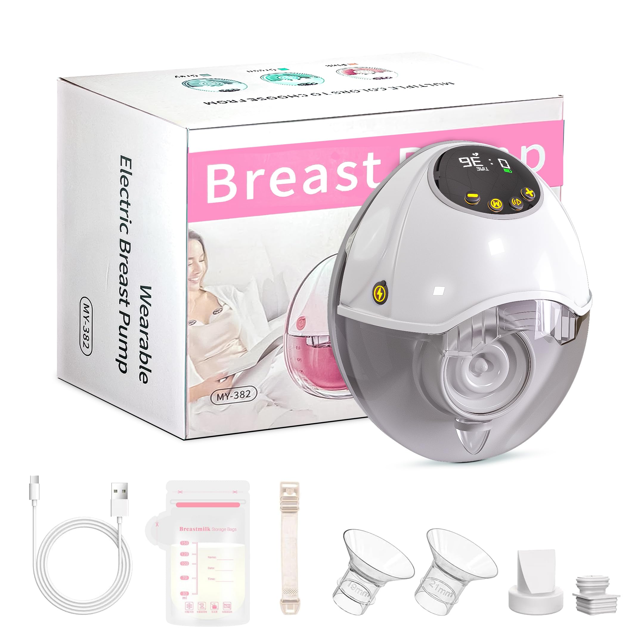 Electric Breast Pump - FDA Approved & BPA-Free Wearable Milk Pump for Feeding Mothers, 4 Modes & 12 Levels, 1200mAh Battery, Skin-Friendly Rechargeable Pump, 160 ML Milk Cup, Voice Broadcast (Grey)-image-37
