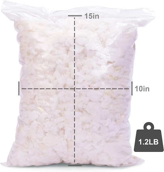 Husband Pillow XXL Premium Shredded Memory Foam 1 Pound Stuffing Bag - Safe/Clean Proprietary Foam Blend - Standardized Consistency - Customize Your Reading Loft Perfect