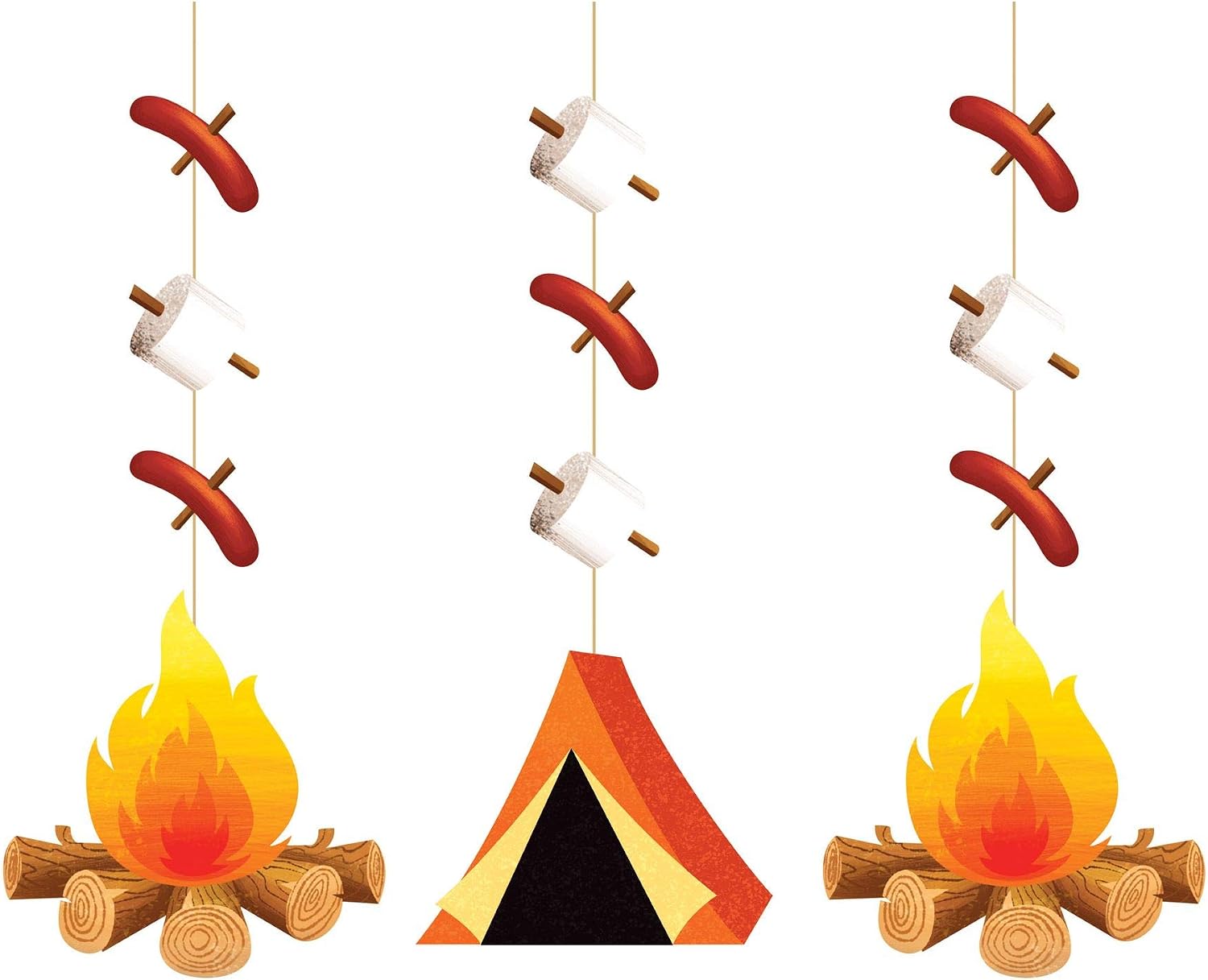 Creative Converting Camping String Drapes Decorations Hanging Cutouts, Multicolor