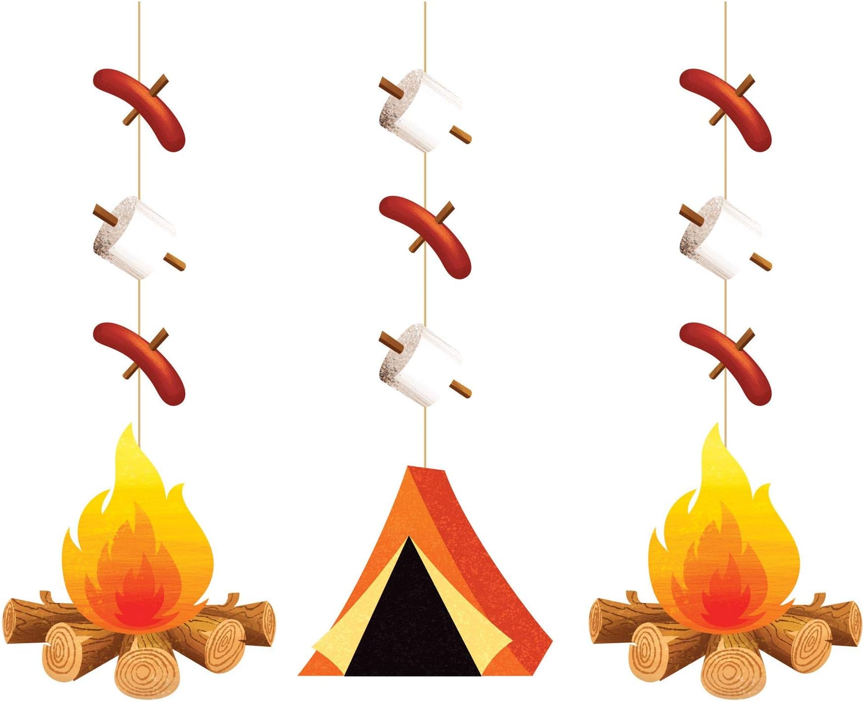 Creative ConvertingCamping String Drapes Decorations Hanging Cutouts, Multicolor