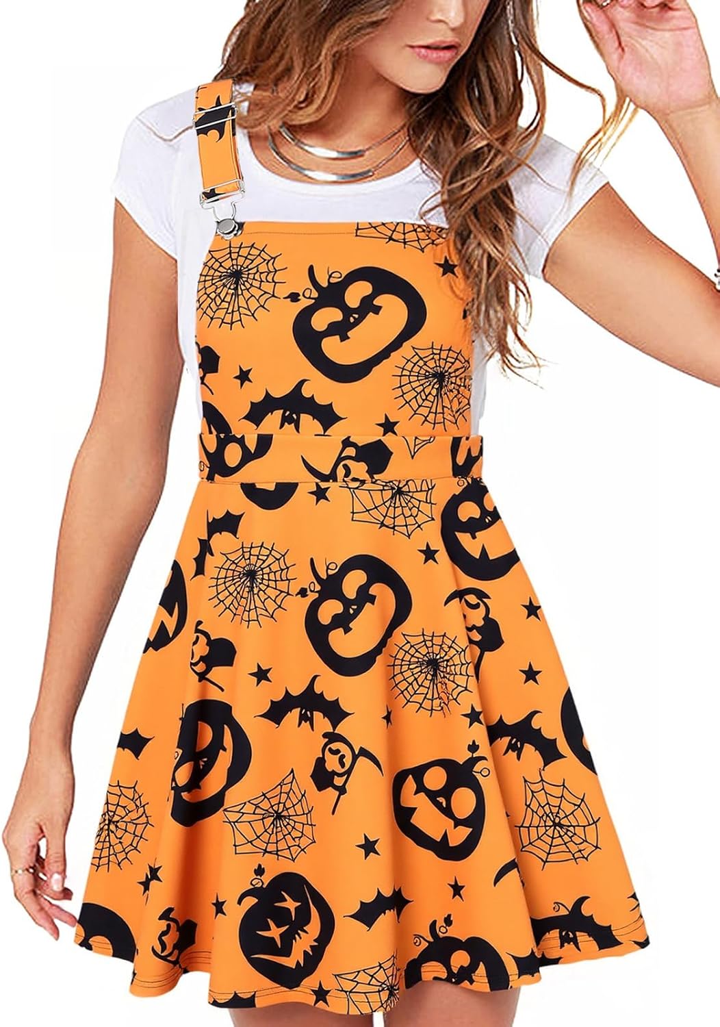 YOINS Overall Pinafore Dresses for Women Adjustable Straps Pleated Mini Cute Suspender Skirts Pinafore Dress