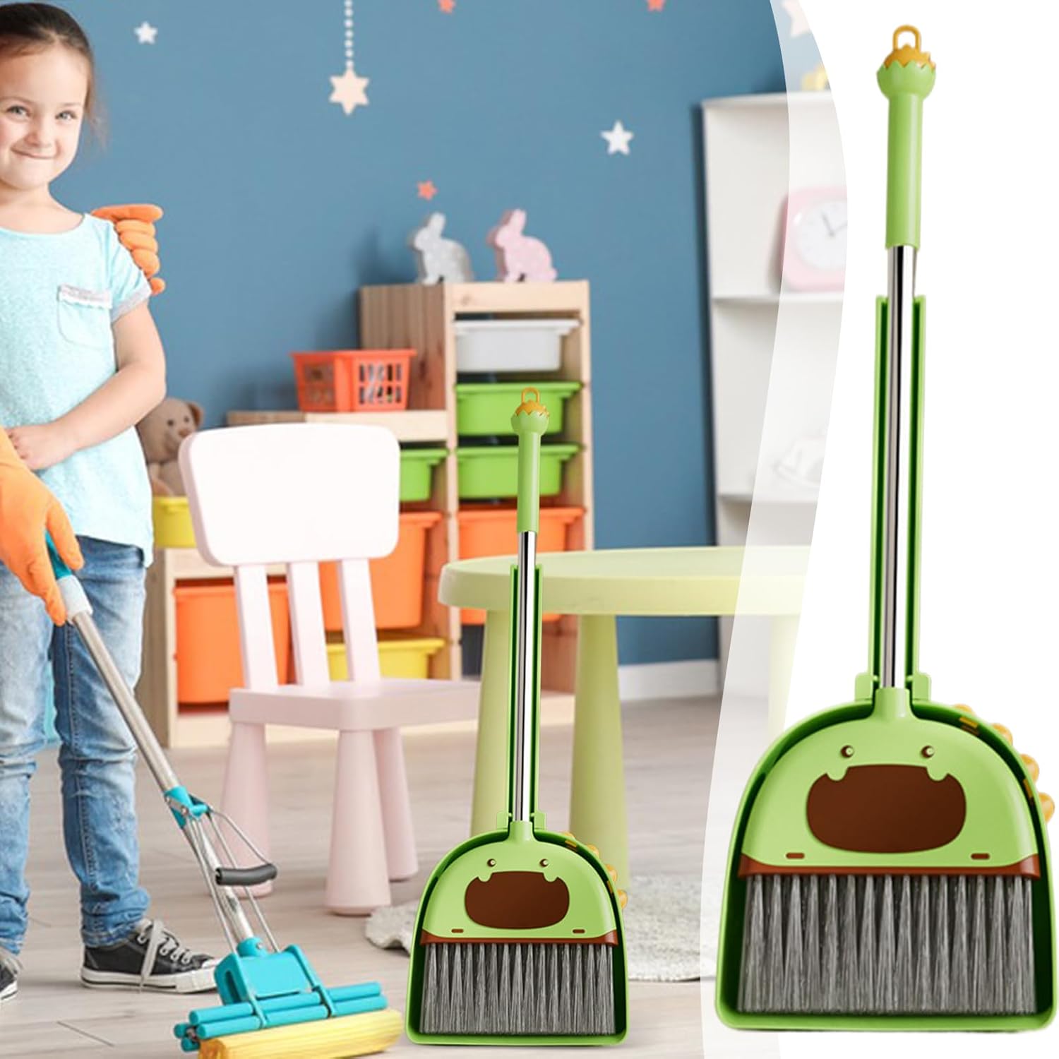 Kids Cleaning Set - Broom & Cleaning Set For Toddlers | Toddler Broom With DustPan | Kids Broom With DustPan Combo | House Cleaning Toys | Jugu