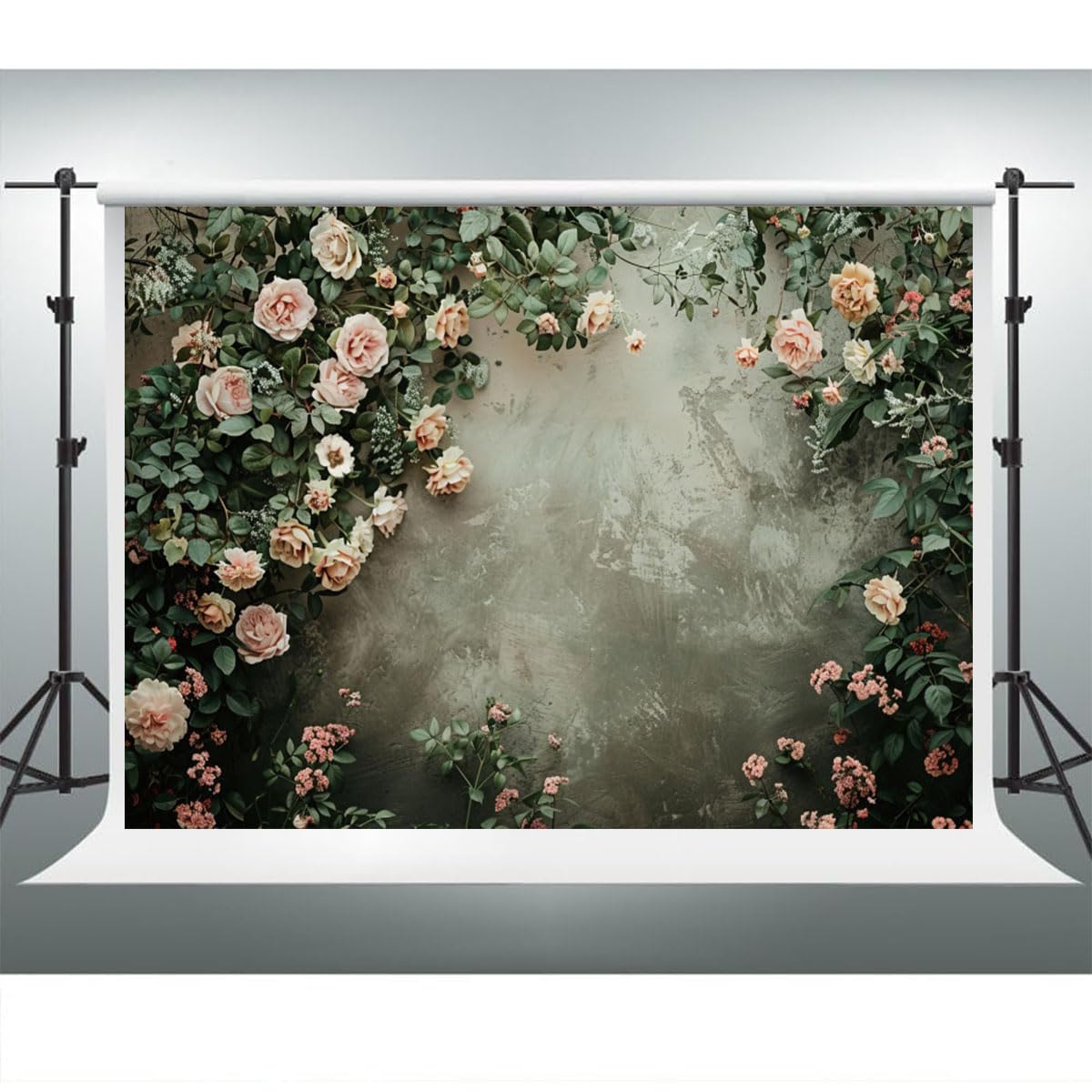 YongFoto Elegant Retro Bloom Flower Wall Backdrop 7x5ft Spring Green Plant Climbing Vines Floral Photography Background Bridal Shower Wedding Party Banner Room Decor Portraits Photoshoot Wallpaper: 7ftx5ft Style 7