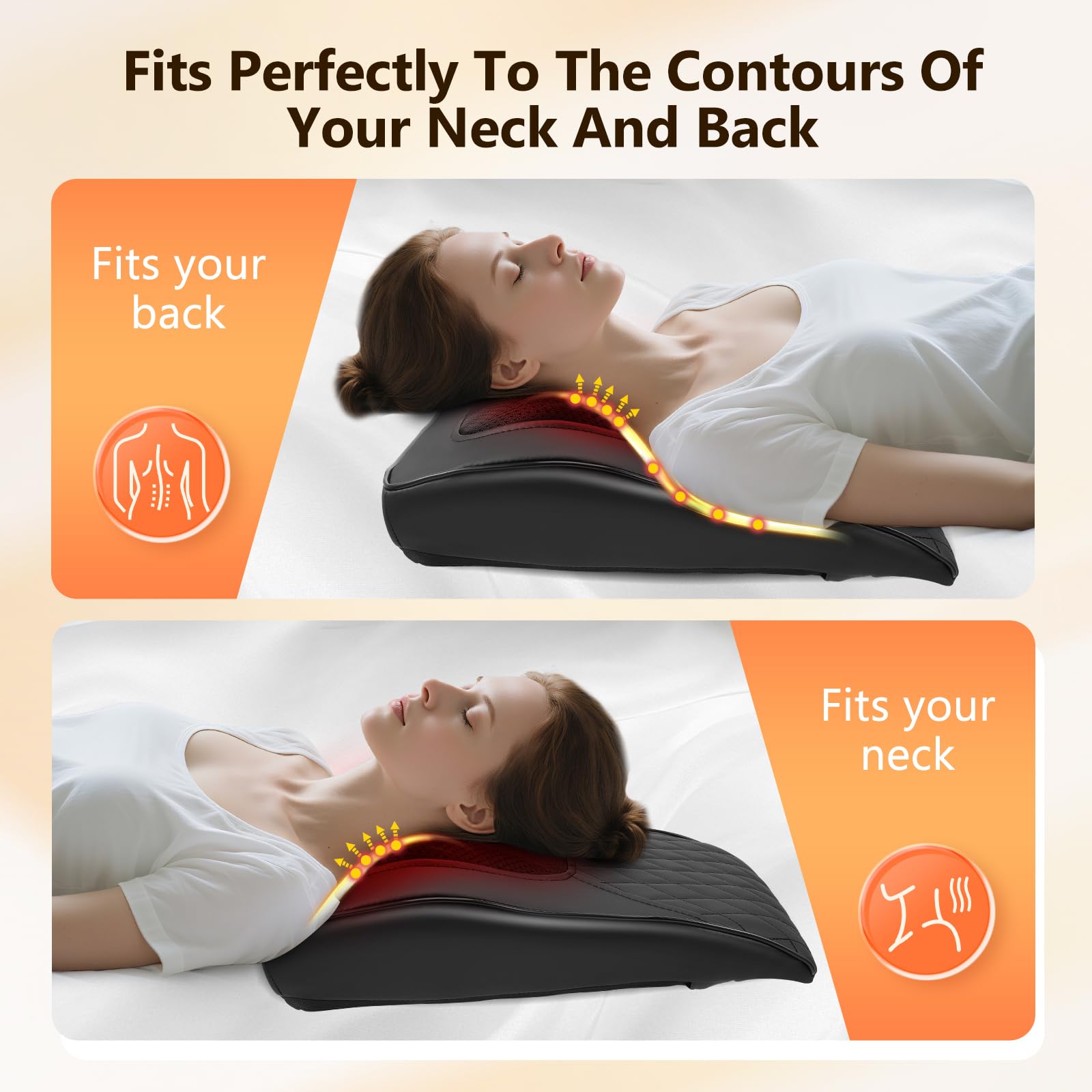 Nackenmassagegerät mit Wärme, 3D Knet Massagekissen Shiatsu zur Schmerzlinderung, Nackenmassagegerät mit 3 Geschwindigkeiten 2 Richtungen, Elektrische Massagekissen für Nacken, Rücken