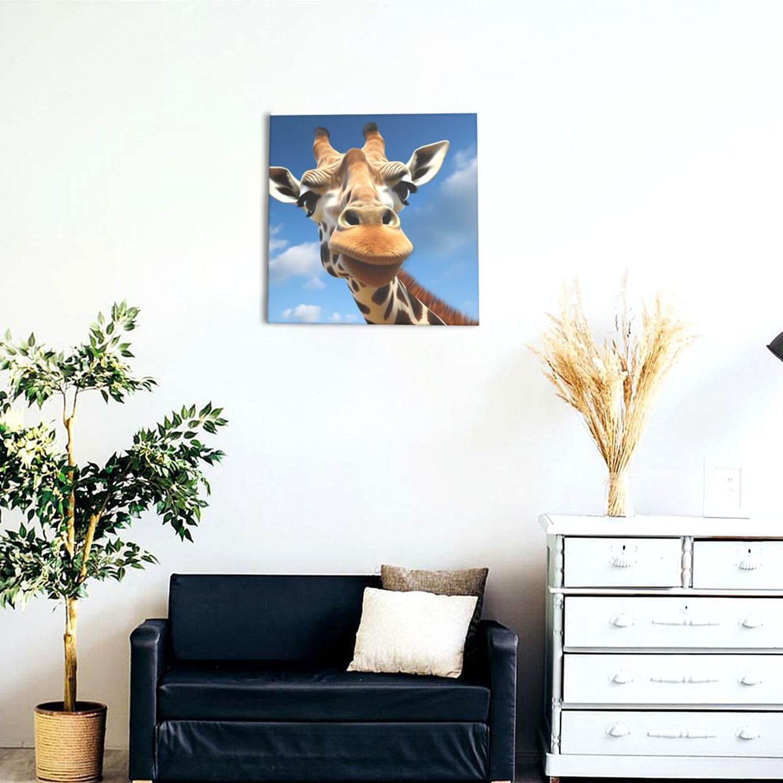 HSFFBHFBH Stampa Su Tela Giraffa Che Ride – Quadro Colorato 40x60 Cm, Per Cameretta, Bagno, Ufficio - 2