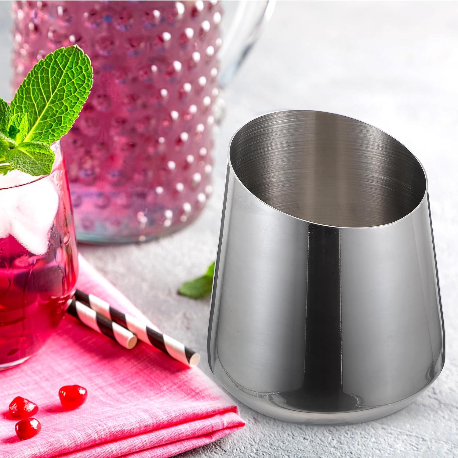 Stainless Steel Wine Ice Bucket with Lid Portable Anti-rust Bar Ice Cube Storage Container for Home Dining Table and Party Use