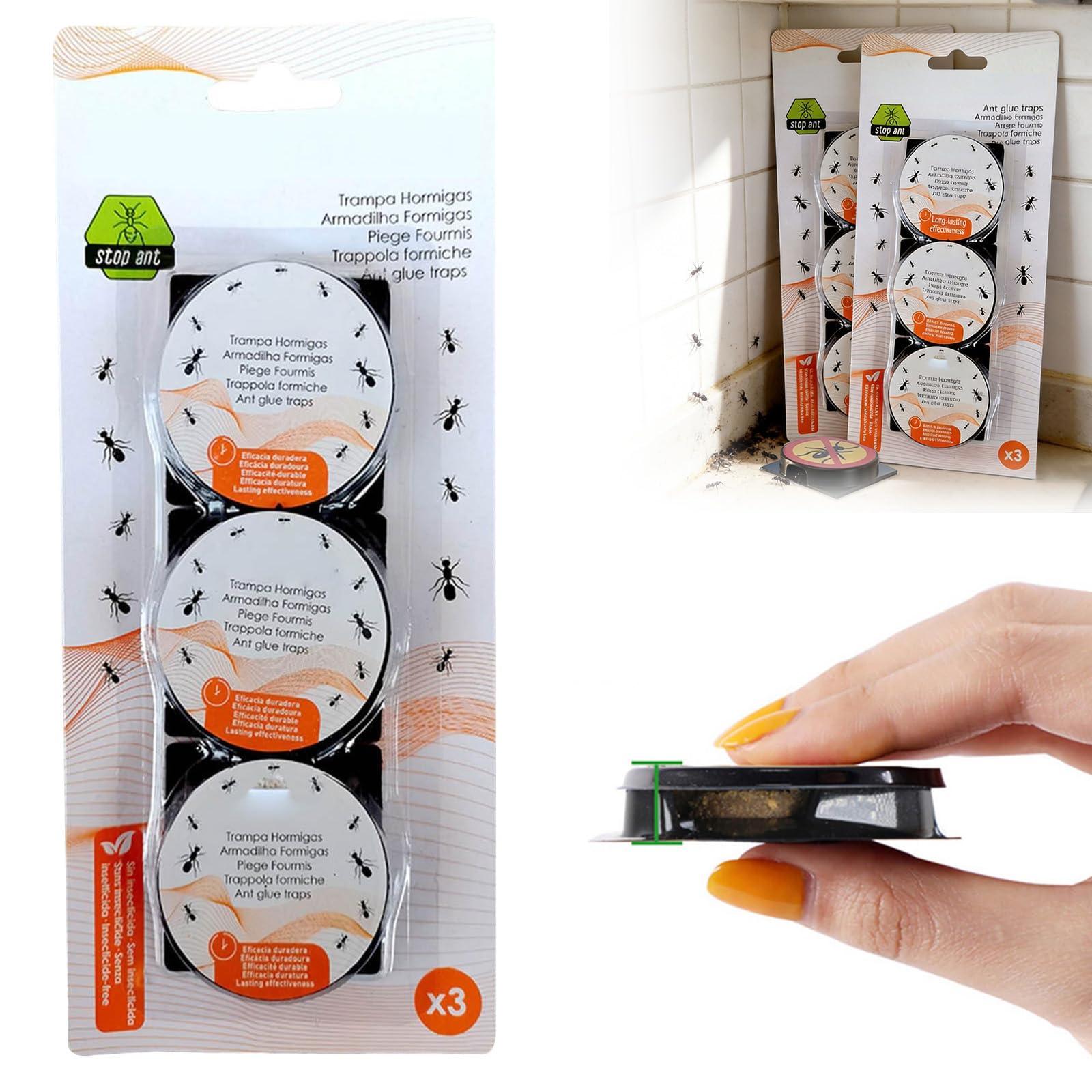 3pcs Ant Bait Station Kit, Reusable Indoor Outdoor Multipurpose Ant Traps for Home, Clean No Mess Ant Control System for Kitchen, Living Room, Patio and Garage, Home Pest Control Protection Gift
