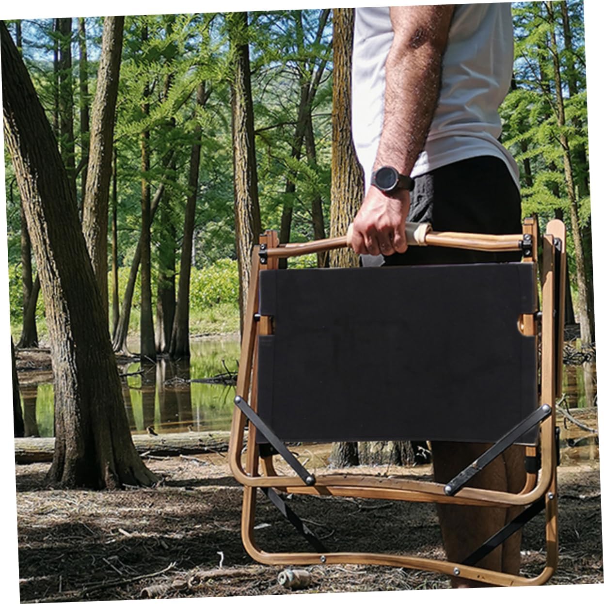 ABOOFAN 2 Sets Folding Directors Chair Canvas Replacement Seat Covers with Wood Support Sticks Wear Resistant Casual Camping Chair Kit for Extended Comfort and Longevity