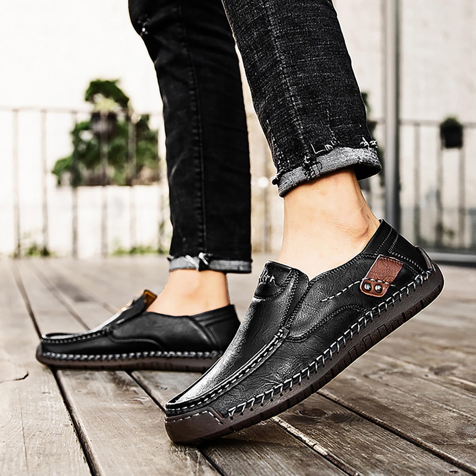 Mocasines de cuero para hombre, sin cordones, de caña baja, ligeros, cómodos, transpirables, informales, para exteriores, zapatos de vestir con suela suave