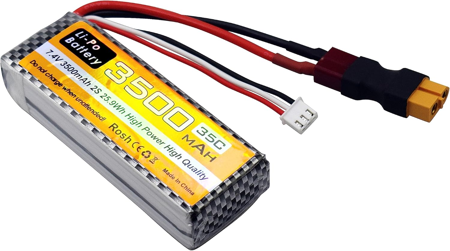 sea jump 2PCS 7.4V 35C 3500mah T Plug XT60 Plug Li Battery for WLTYOS 104001 104002 144010 144001 124018 124019 MJX 14301 14302 14210 14209 H16PL RC Four-Wheel Drive Off-Road Vehicle RC Car Battery