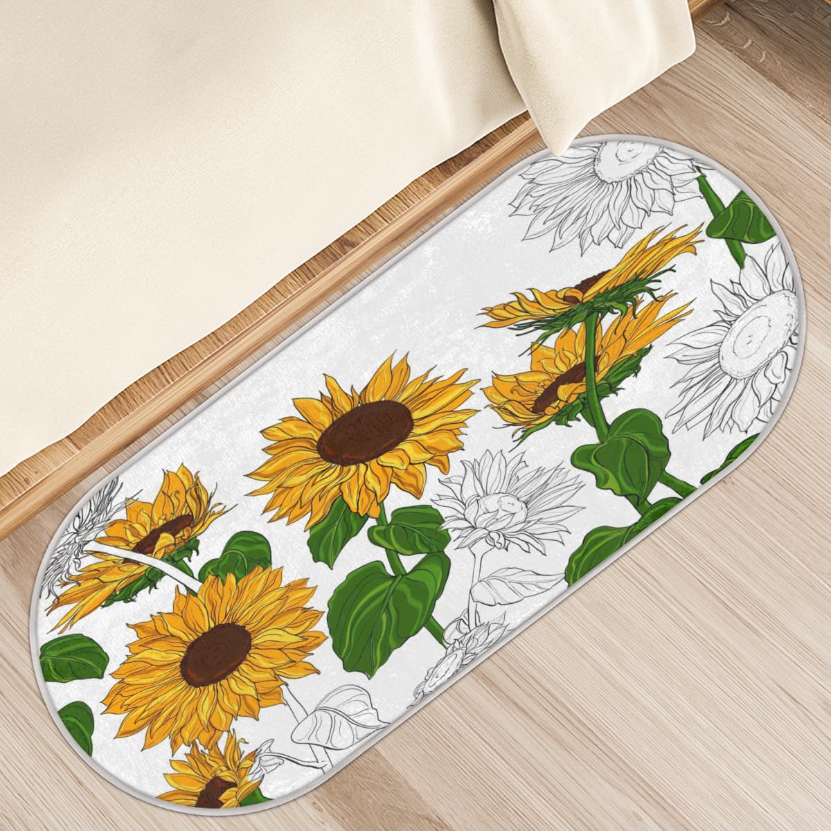 Tapis antidérapant tournesols 50x120 cm pour cuisine et chambre
