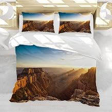 Sunset Duvet Cover Set Twin Size Panoramic Sunset at Cape Royal Grand Canyon National Park 3-Piece Bedding Cover Set for Women and Men,Ultra Soft,Breathable