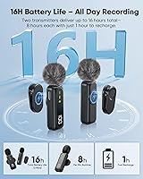 Vista 7 de Mini micrófono inalámbrico para iPhone – Mini micrófono de clip magnético con pantalla de batería 100%, reducción de ruido, Plug & Play, compatible