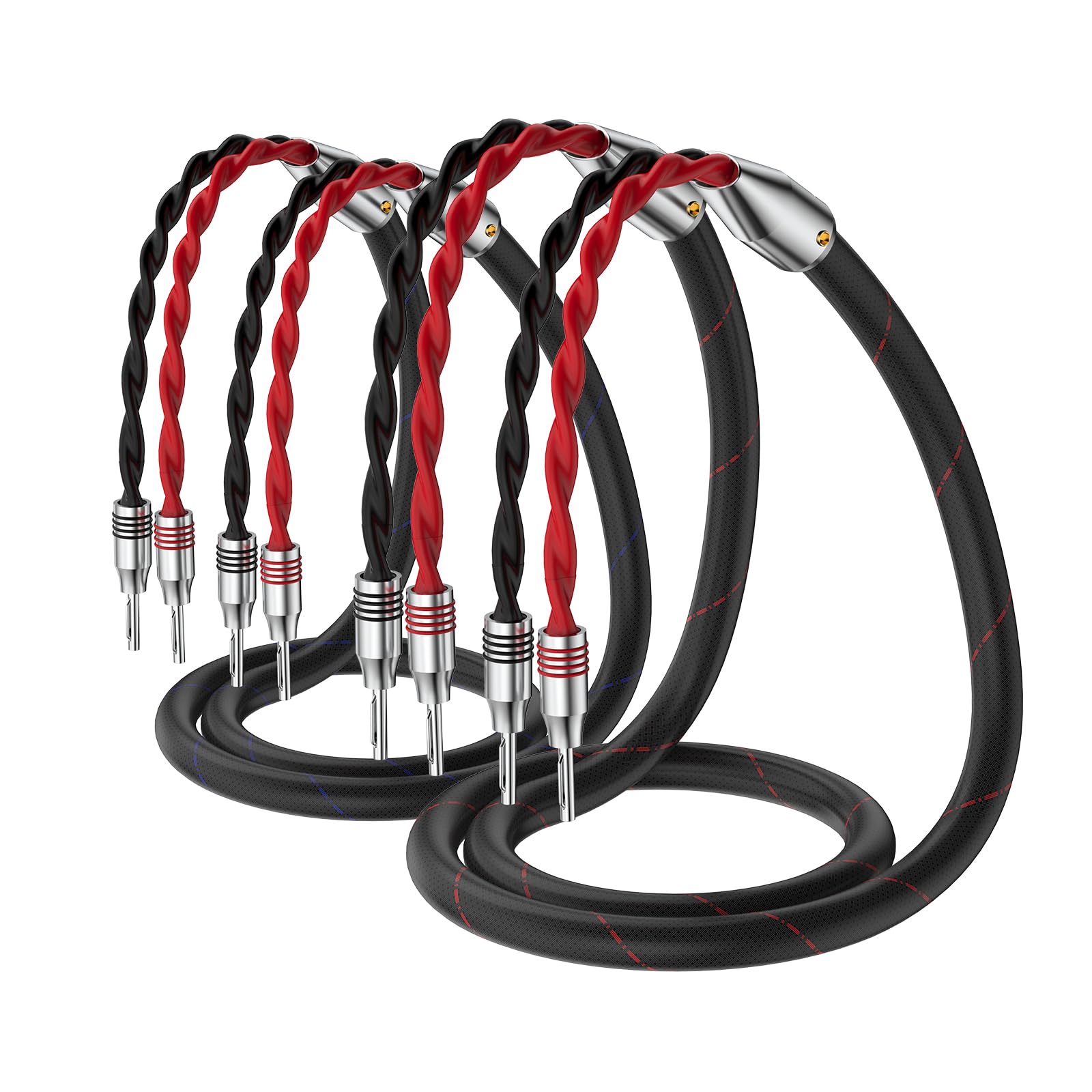 High-End Lautspecherkabel, A Paar Lautsprecherkabel Flexibles Kabel Versilberte Banane Speaker Cable Lautsprecher Kabel mit hochwertigen Bananensteckern für High End Lautsprechersystem (2.5m)