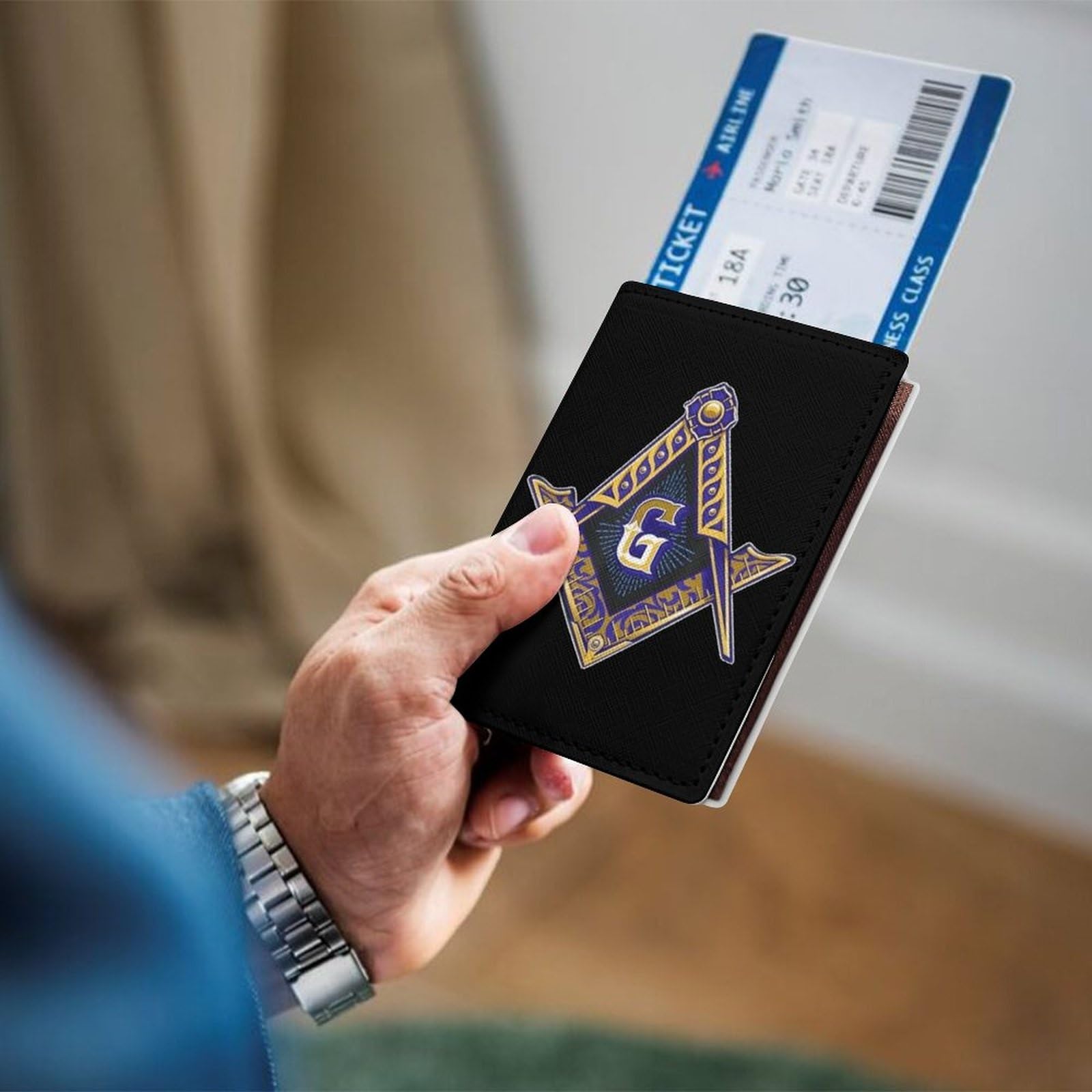Porta Passaporto da Viaggio Impermeabile Durevole Massoneria AG Cover Passaporto Porta Passaporto in Pelle PU Multifunzione di Lusso per Donne Uomini(A29)